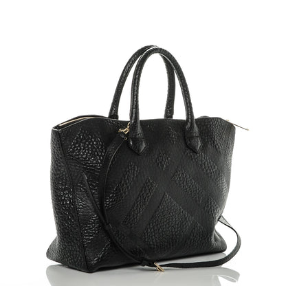 Burberry Heritage Grain Check Embossed Medium Dewsbury Tote Black 3 of 7