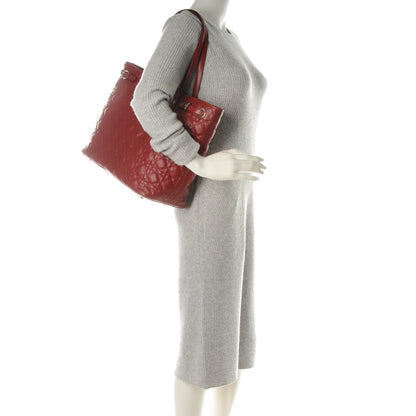 Christian Dior Coated Canvas Cannage Medium Panarea Tote Red 2 of 9