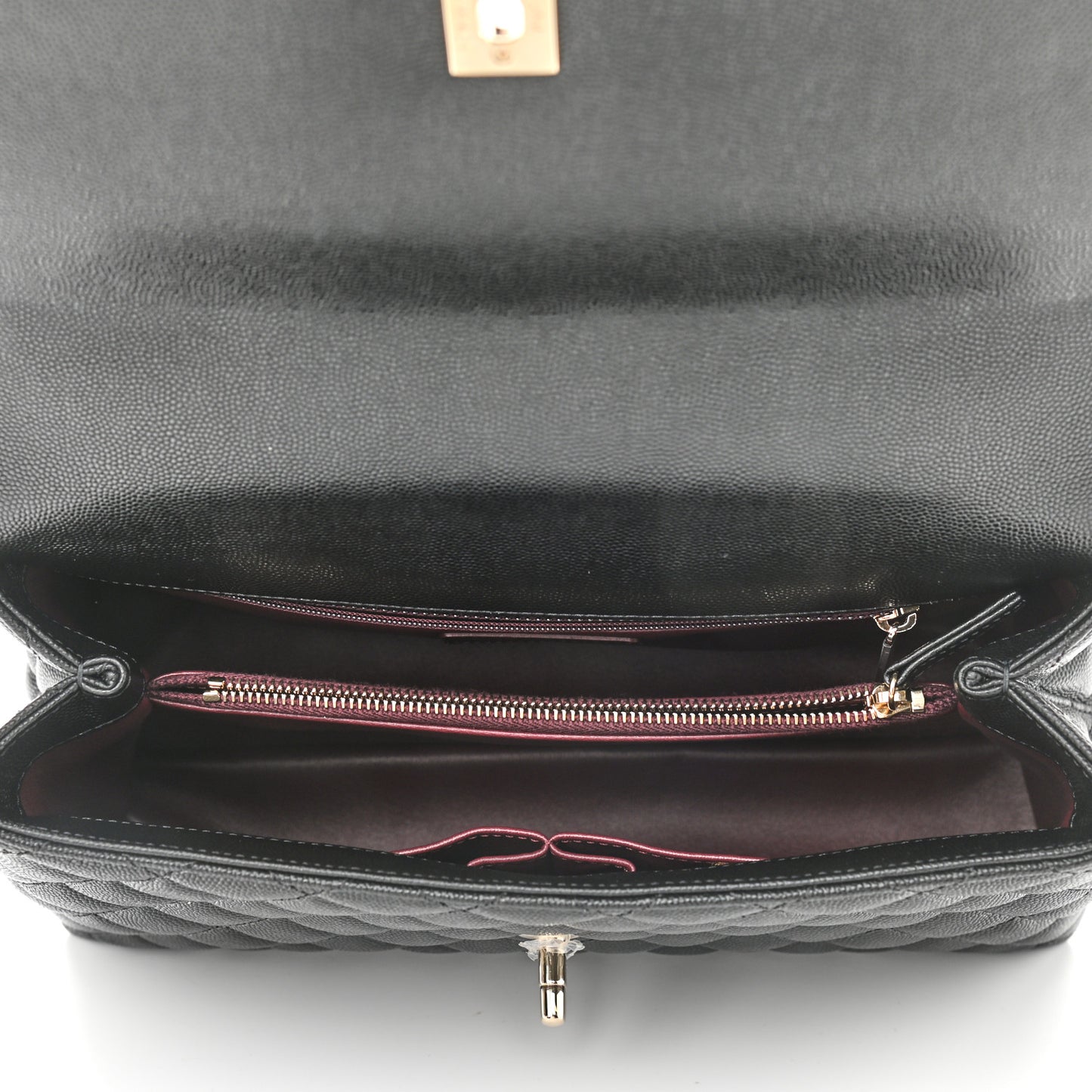 Caviar Quilted Small Coco Handle Flap Black