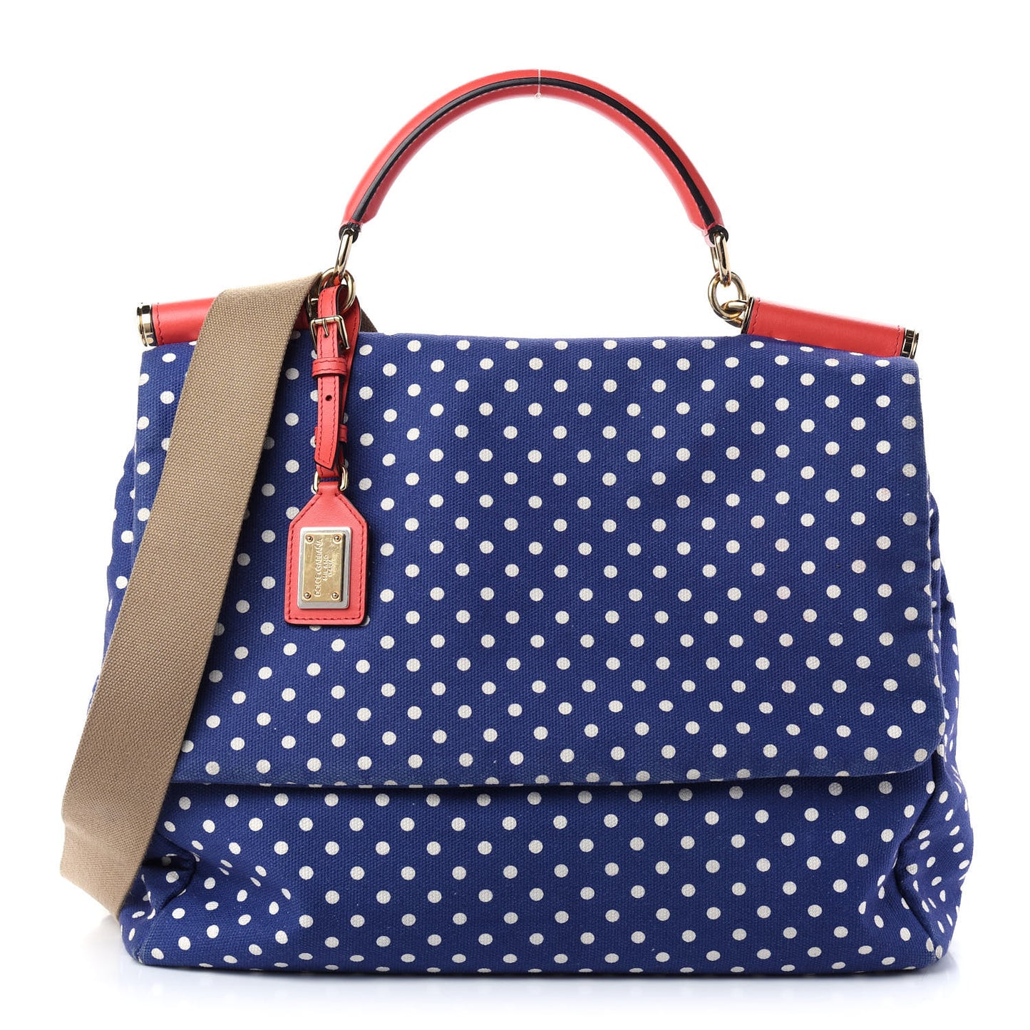 Canvas Polka Dot Miss Sicily Satchel Blue