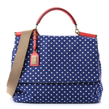 Dolce & Gabbana Canvas Polka Dot Miss Sicily Satchel Blue 1 of 10