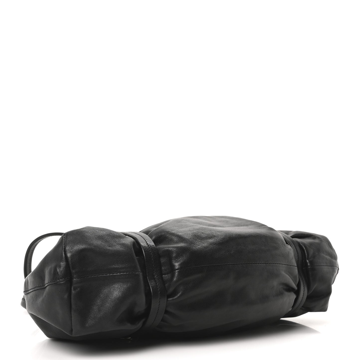 Vitello Belt Easy Foldover Pushlock Satchel Black