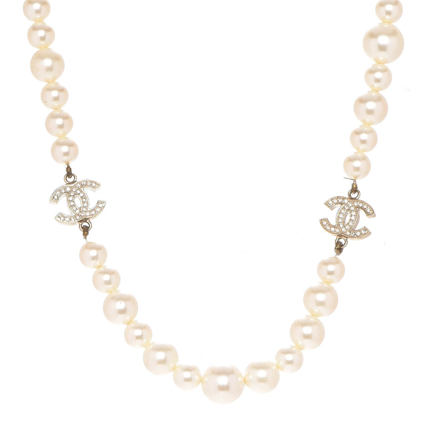 Crystal Pearl CC Short Necklace Gold