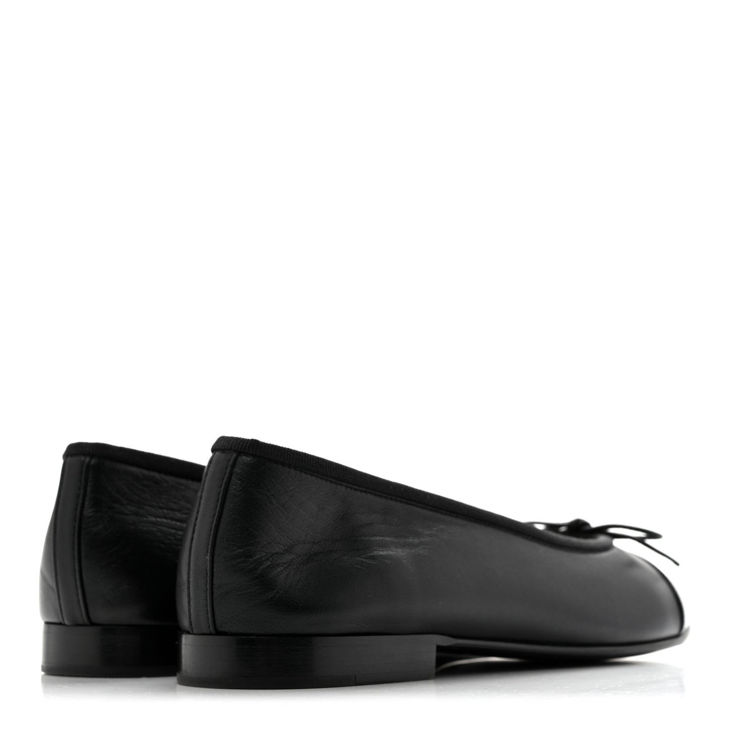 Lambskin Patent Cap Toe Ballerina Flats 37 Black