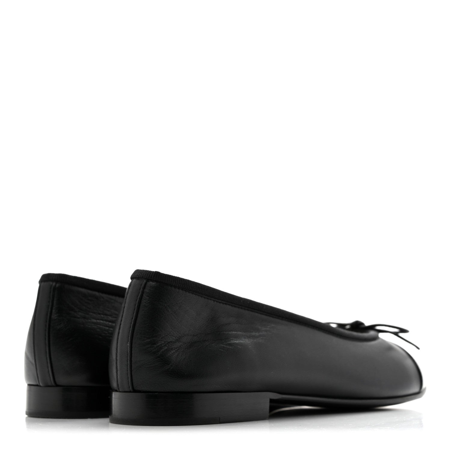 Chanel Lambskin Patent Cap Toe Ballerina Flats 37 Black 5 of 10