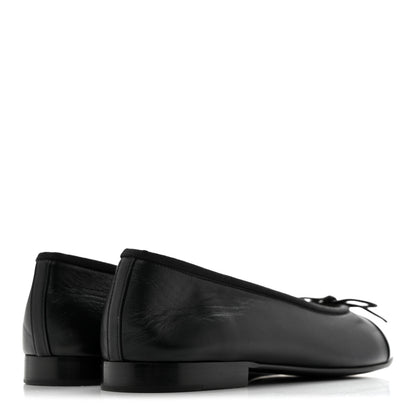 Chanel Lambskin Patent Cap Toe Ballerina Flats 37 Black 5 of 10