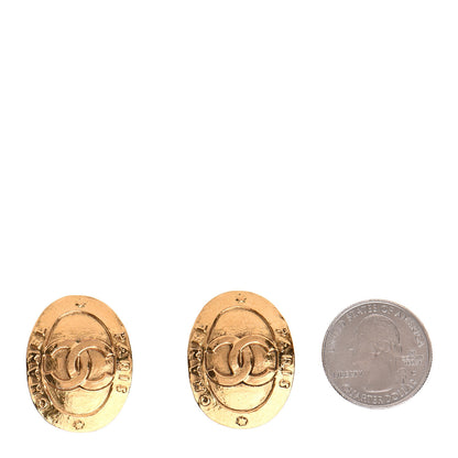 Chanel Oval CC Clip On Earrings Gold 2 of 4
