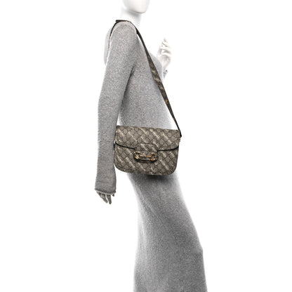 Gucci X BALENCIAGA GG Supreme Monogram Logo Print Horsebit 1955 Shoulder Bag Beige Ebony 2 of 10