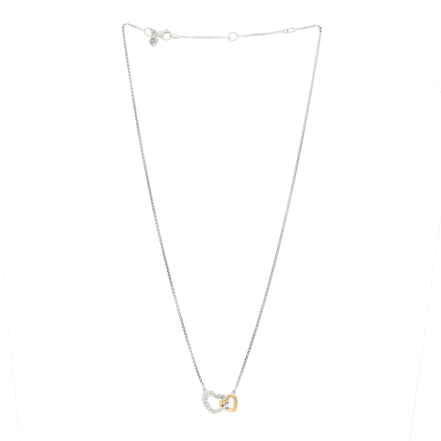 David Yurman Sterling Silver 18K Yellow Gold Belmont Heart Pendant Necklace 3 of 5