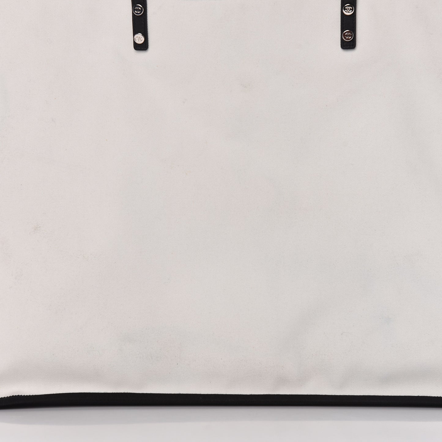Canvas Calfskin Large Let's Demonstrate Tote White Black