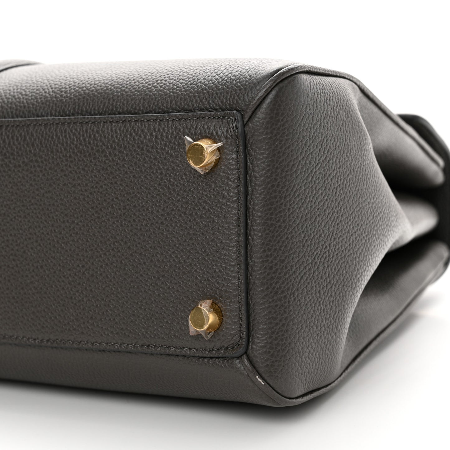 Grained Calfskin Classique 16 Top Handle Bag Medium Grey
