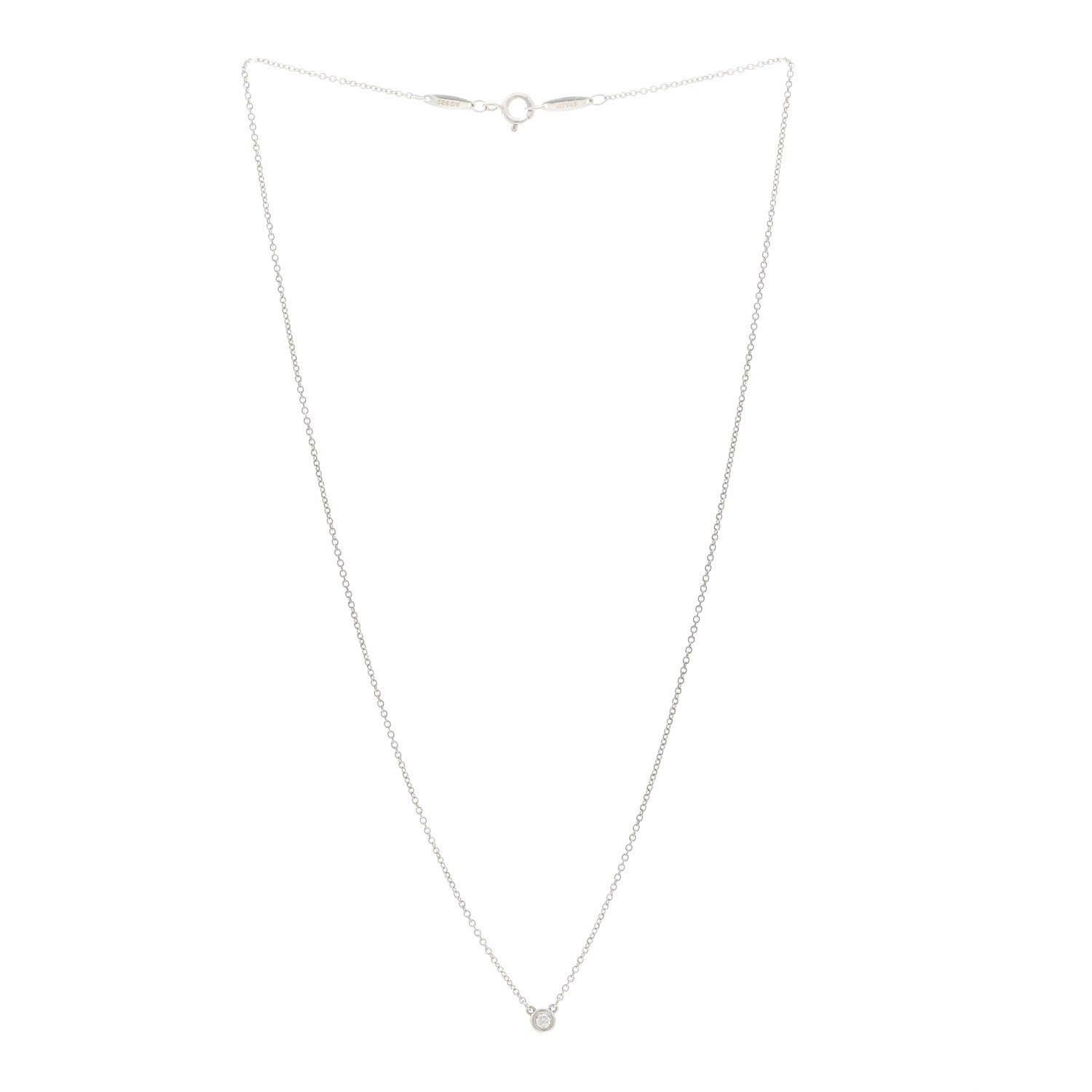 Tiffany Sterling Silver Diamond .05ct Elsa Peretti Diamonds by the Yard Pendant Necklace 3 of 4