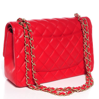 Chanel Lambskin Quilted Jumbo Double Flap Red 10 of 14