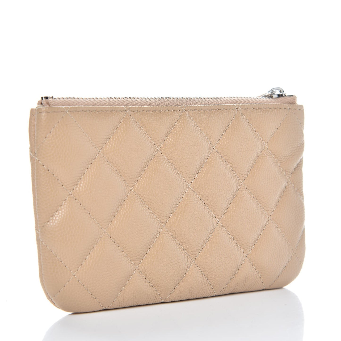 Caviar Quilted Small Cosmetic Case Beige