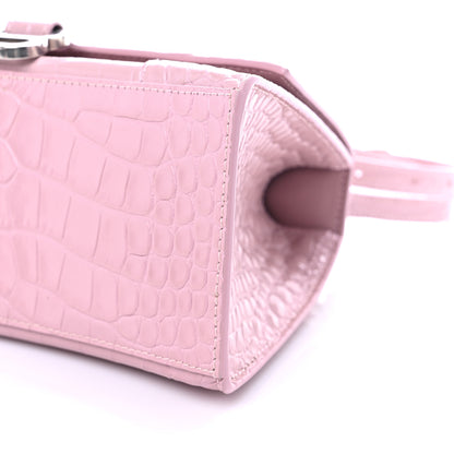 Balenciaga Shiny Calfskin Crocodile Embossed Small Hourglass Top Handle Bag Powder Pink 9 of 12