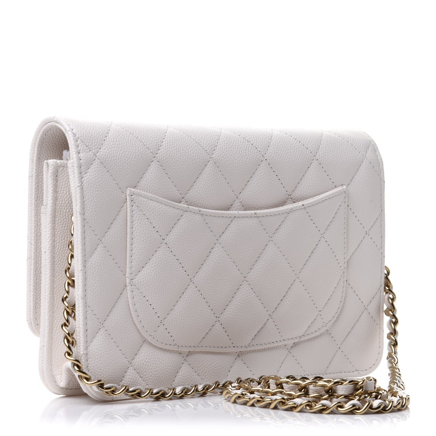 Caviar Quilted Wallet On Chain WOC White
