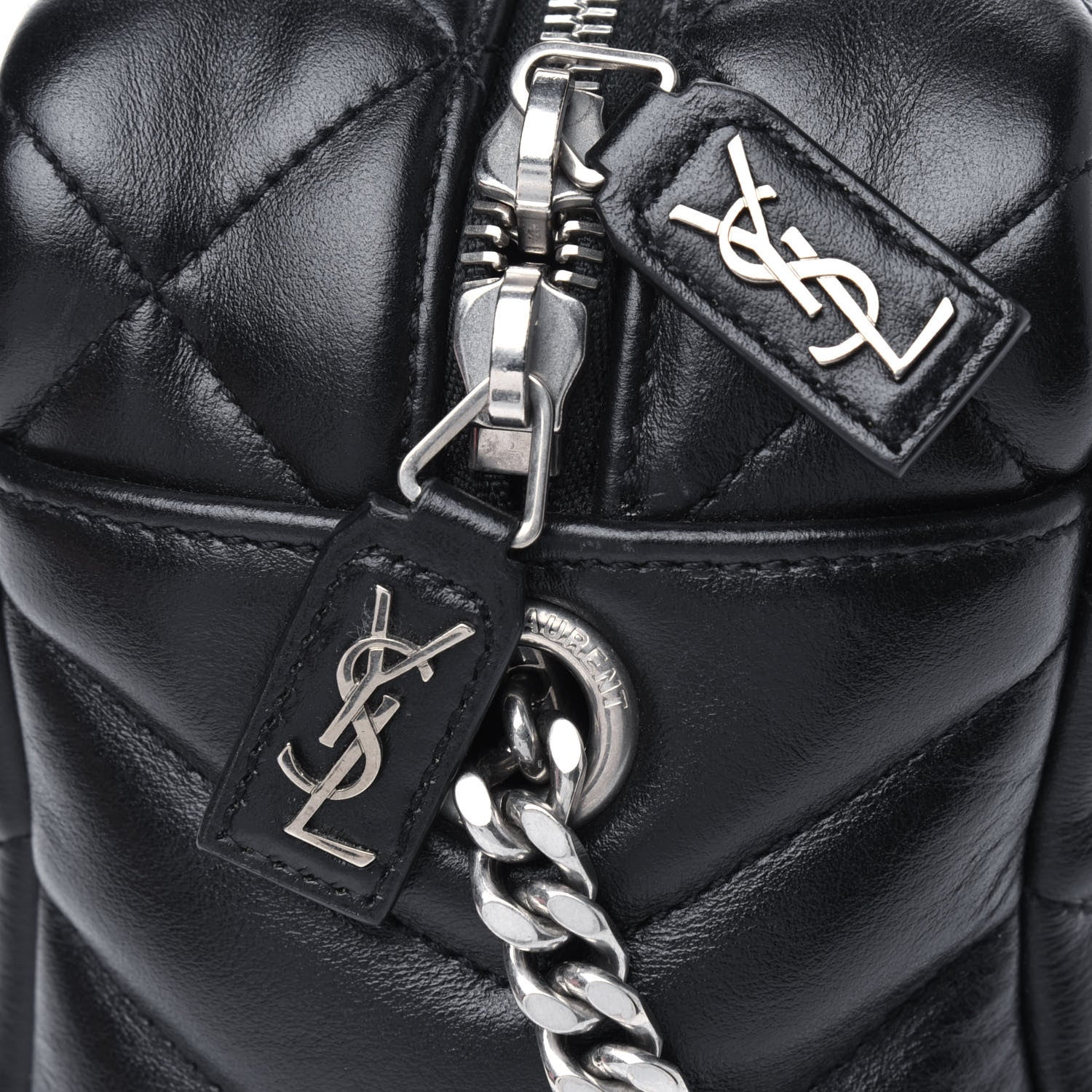 Saint Laurent Calfskin Y Quilted Monogram Small Loulou Bowling Bag Black 11 of 12