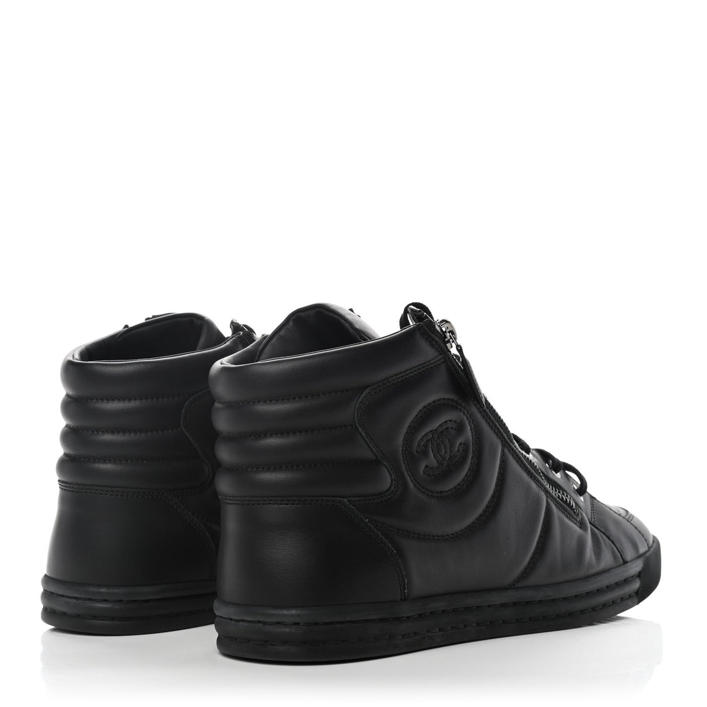 Calfskin Mens High Top CC Sneakers 41 Black