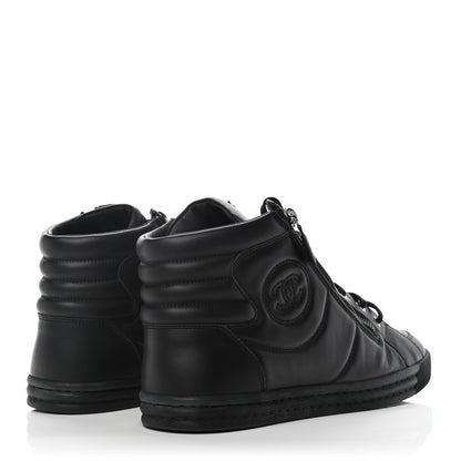 Chanel Calfskin Mens High Top CC Sneakers 41 Black 4 of 9