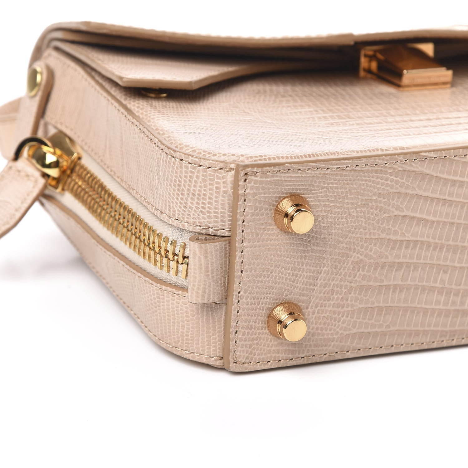 Alexander Wang Crocodile Lizard Embossed Calfskin Tri-Fold Shoulder Bag Almond 7 of 9