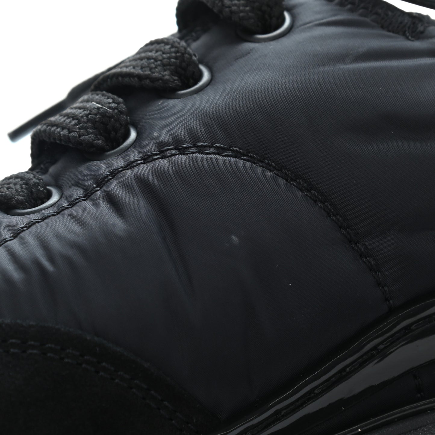Nylon Suede Calfskin CC Sneakers 35 Black