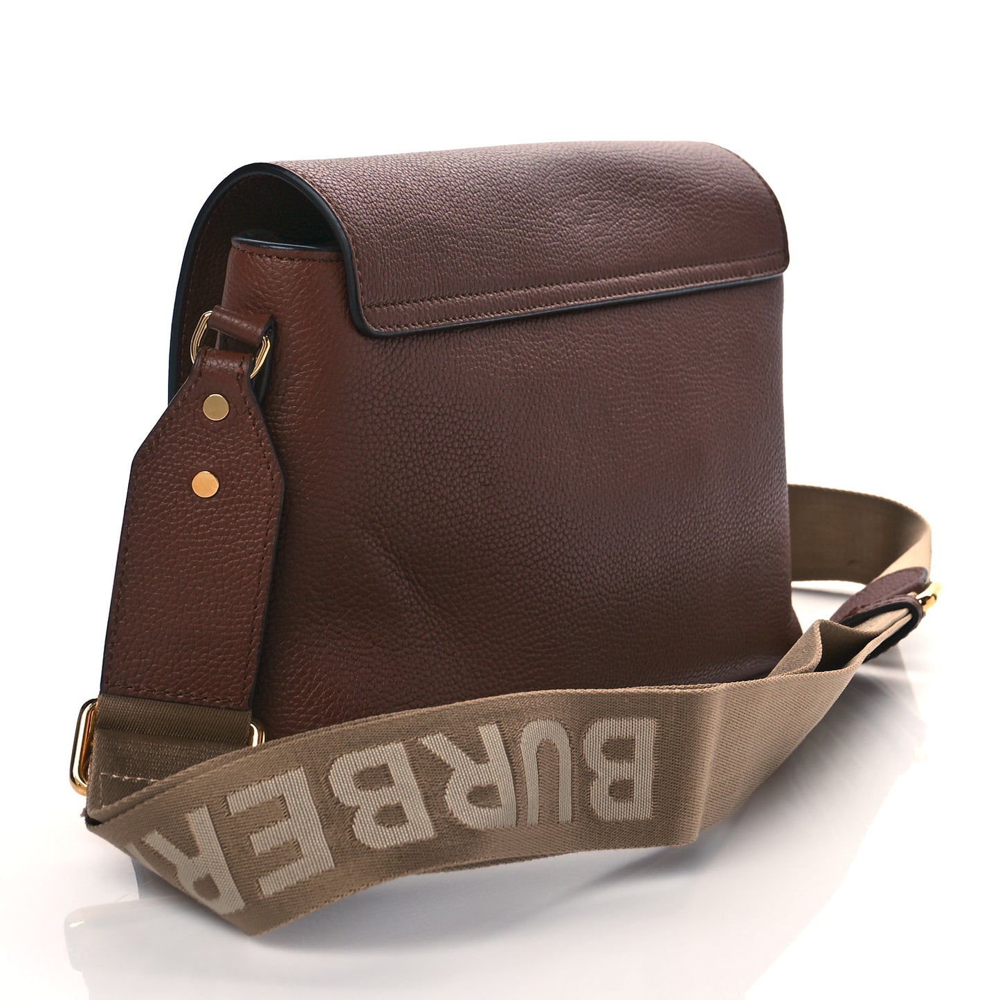 Grainy Calfskin Vintage Check Note Crossbody Bag Malt Brown
