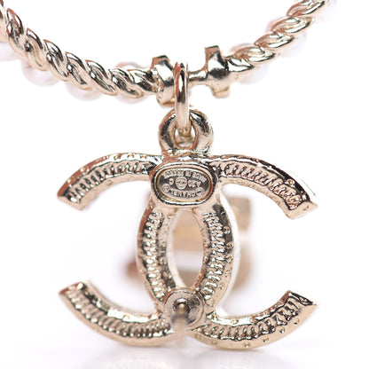 Chanel Crystal Pearl Charms CC Drop Earrings Gold 3 of 4
