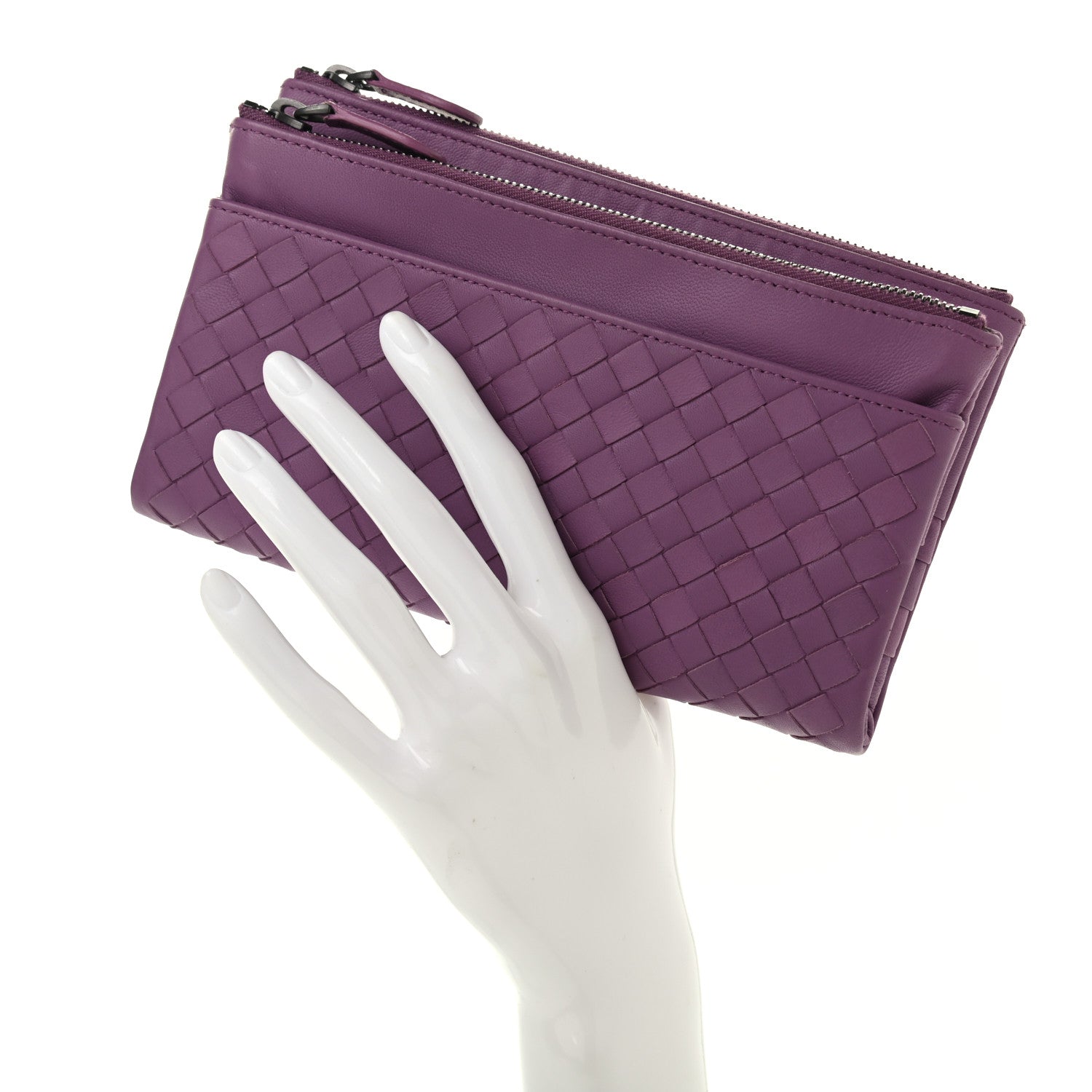 Bottega Veneta Nappa Intrecciato Double Zip Clutch Wallet Corot 2 of 8
