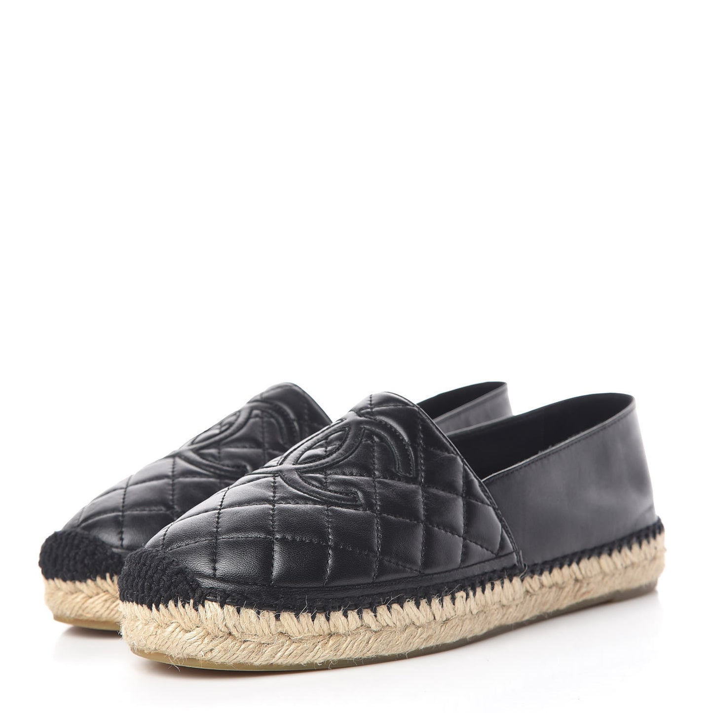 Lambskin Quilted CC Espadrilles 37 Black