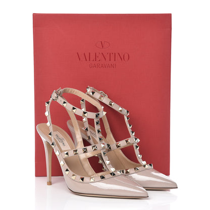 Valentino Garavani Patent Nappa Rockstud Ankle Strap 100mm Pumps 38 Poudre 8 of 8