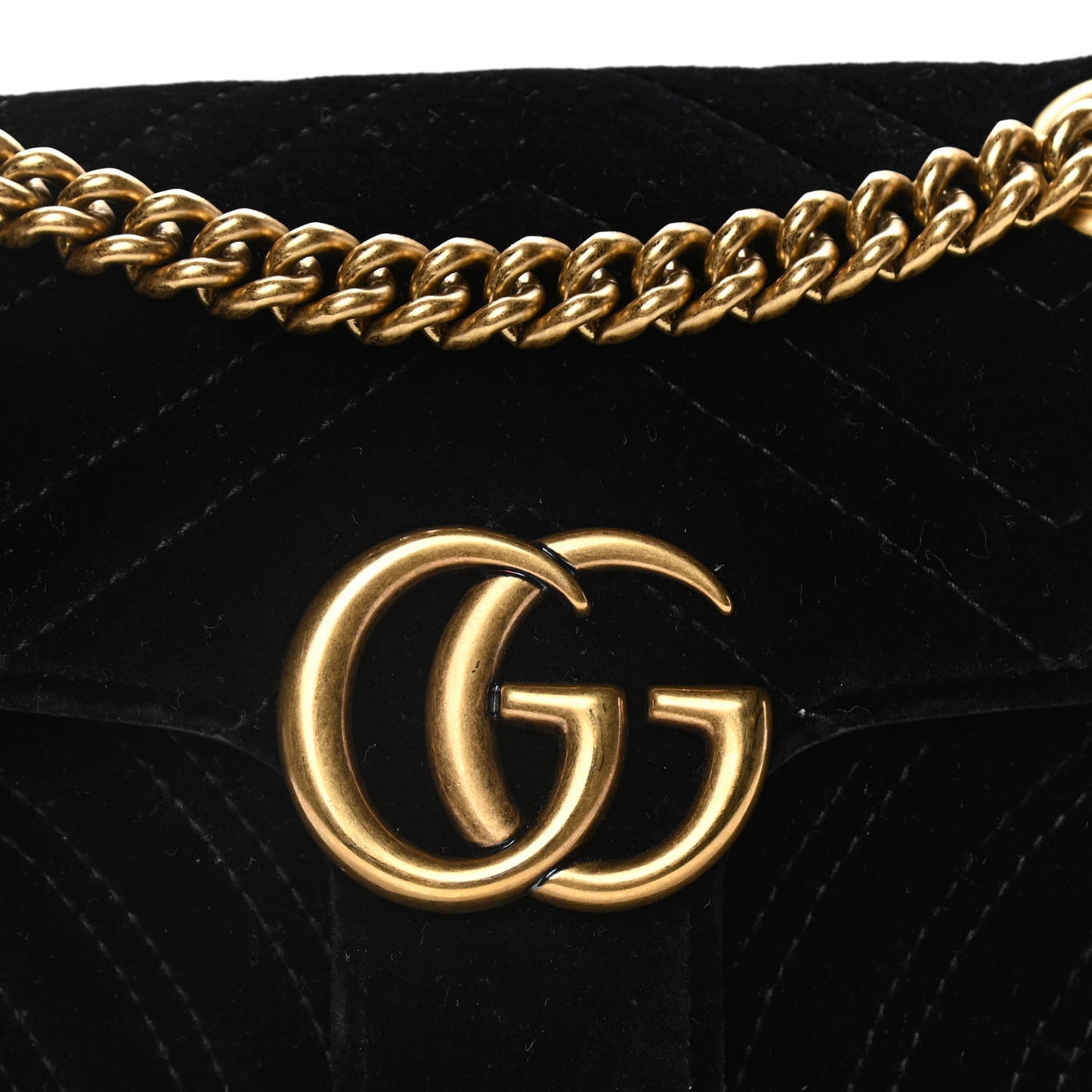 Velvet Matelasse Mini GG Marmont Shoulder Bag Black