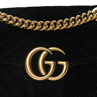 Gucci Velvet Matelasse Mini GG Marmont Shoulder Bag Black 8 of 16