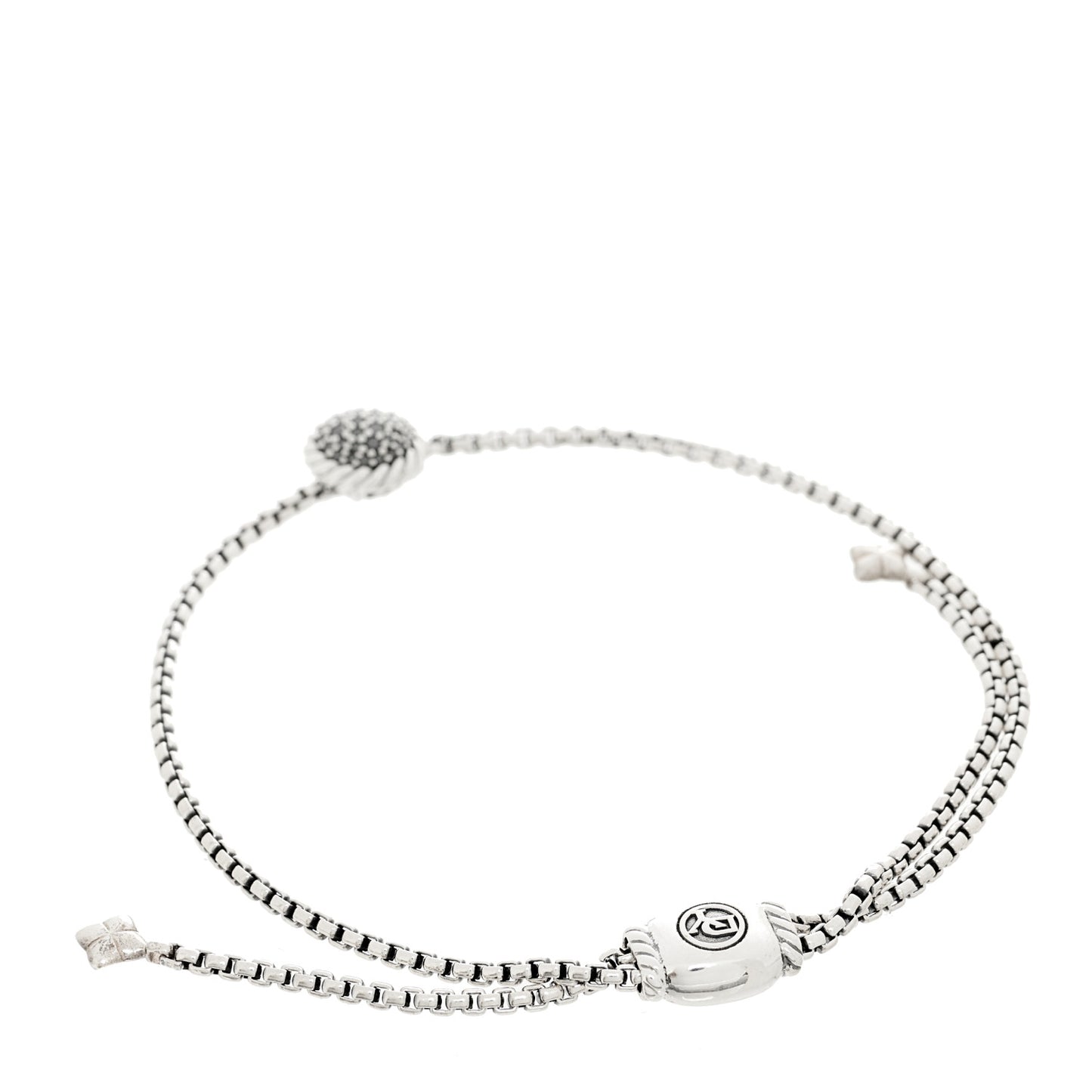 Sterling Silver Black Diamond 9mm Chatelaine Petite Pave Bracelet