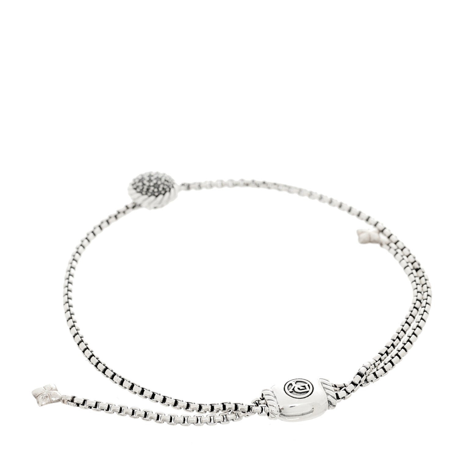 David Yurman Sterling Silver Black Diamond 9mm Chatelaine Petite Pave Bracelet 2 of 3