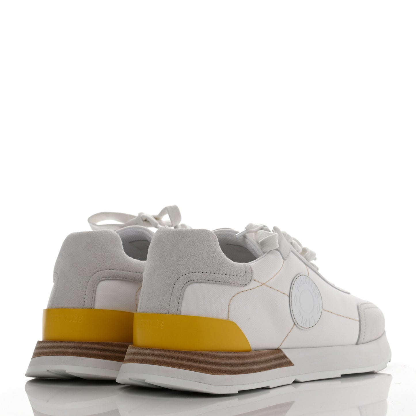 Technical Canvas Calfskin Womens Drive Sneakers 38 White