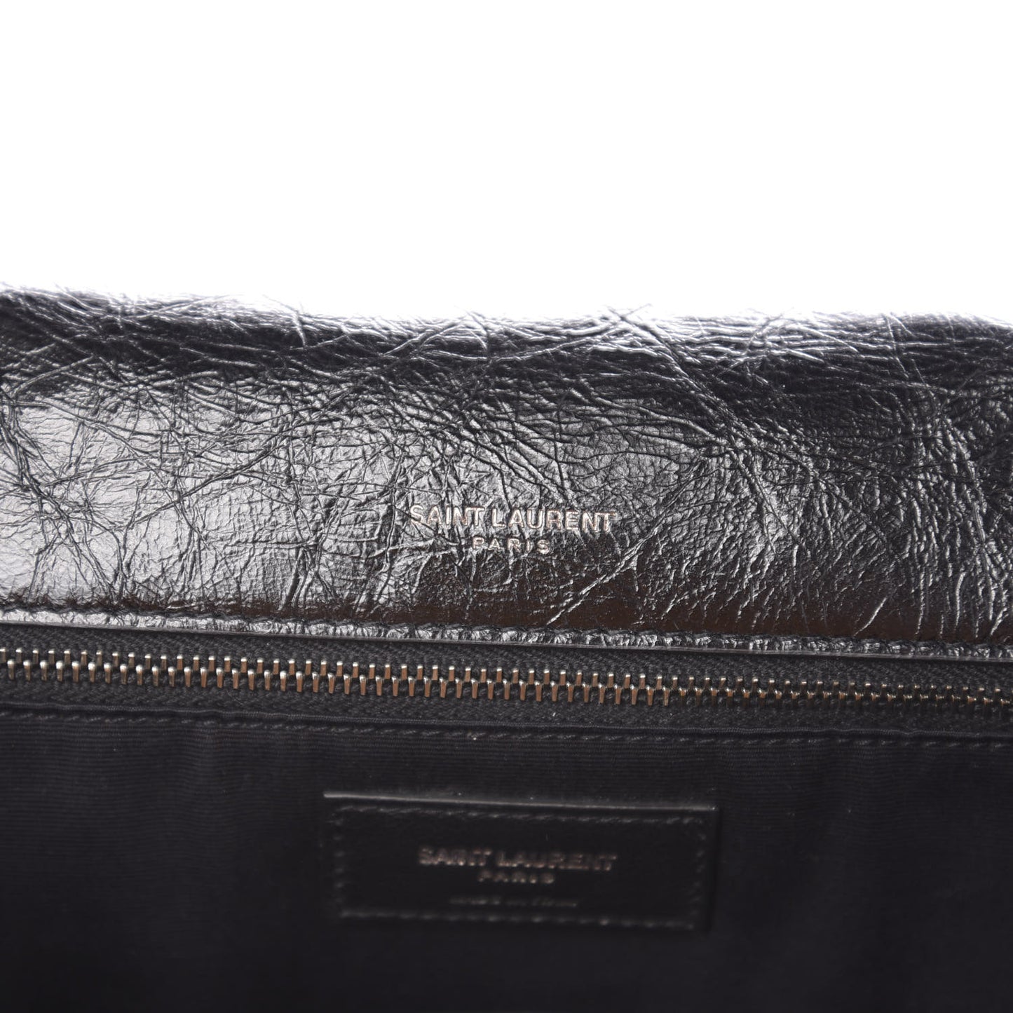 Crinkled Calfskin Matelasse Monogram Large Niki Chain Satchel Black