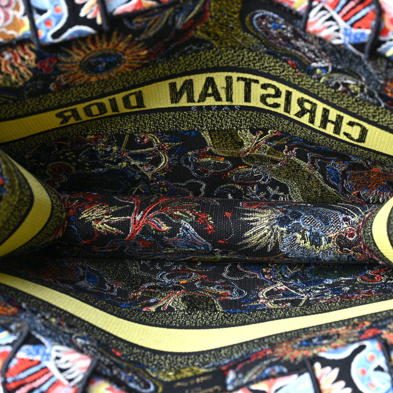 Christian Dior Canvas Zodiac Fantastico Embroidered Medium Book Tote Black Multicolor 5 of 9