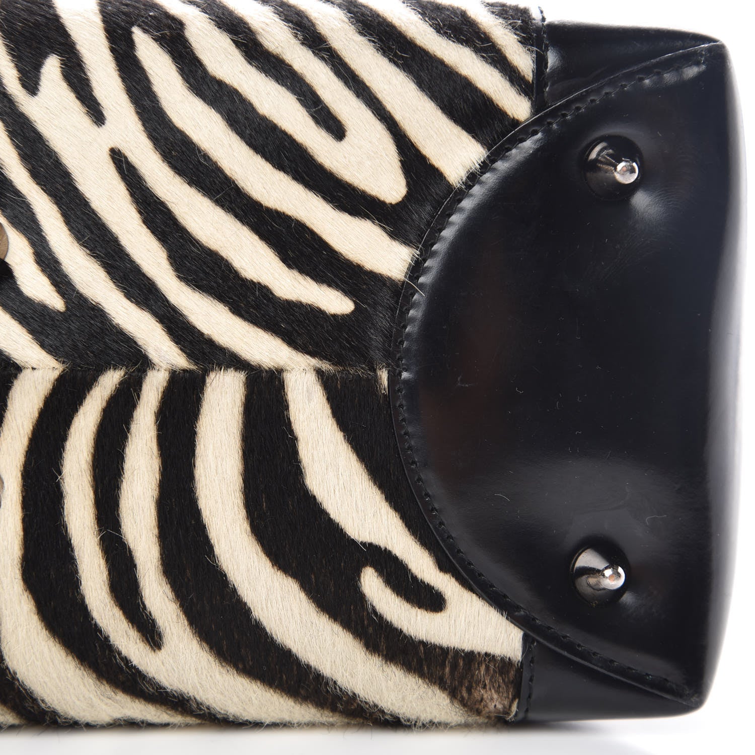 Christian Dior Vintage Patent Pony Hair Zebra Print Medium Lady Dior Black 13 of 14