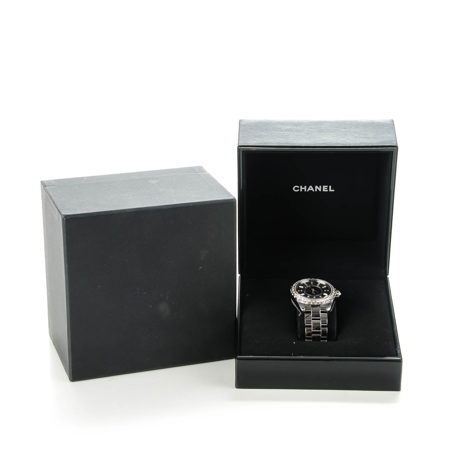 Chanel Titanium Ceramic Diamond Baguette 38mm J12 Automatic Watch 2 of 10