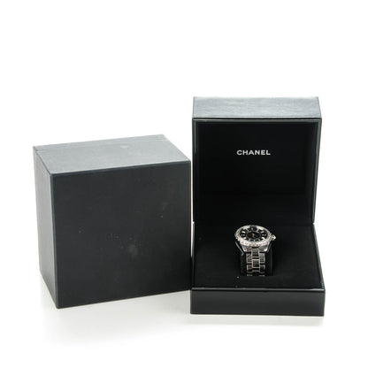 Chanel Titanium Ceramic Diamond Baguette 38mm J12 Automatic Watch 2 of 10