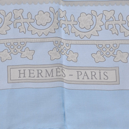 Hermes Silk Mousseline Brin D Or 140 Scarf Bleu 5 of 6