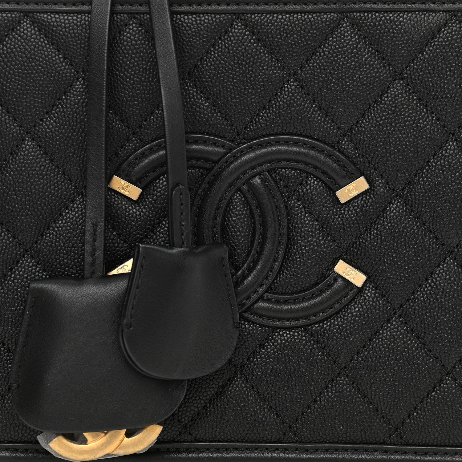 Chanel Caviar Quilted Medium CC Filigree Vanity Case Black 8 of 13