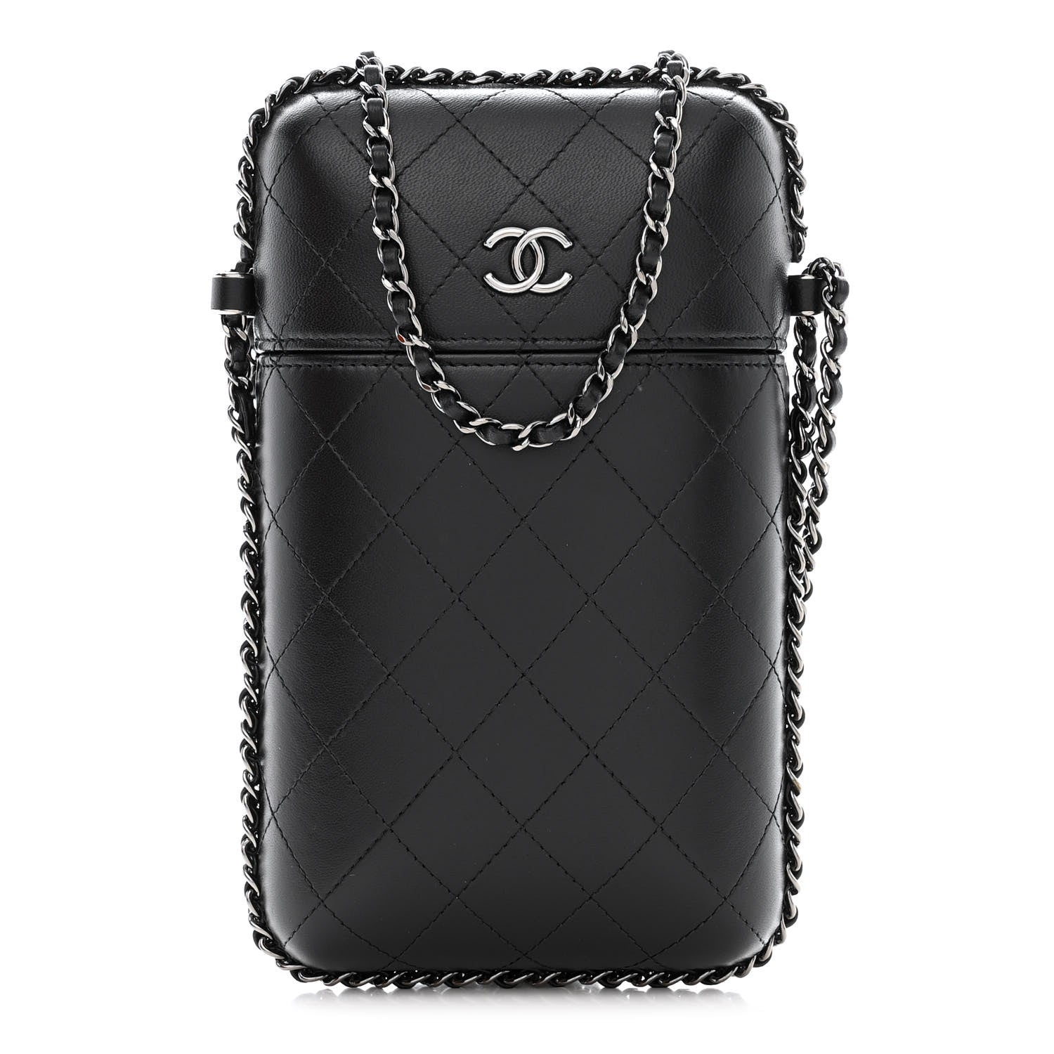 Chanel Lambskin Quilted Chain Around Phone Holder Black 1 of 11