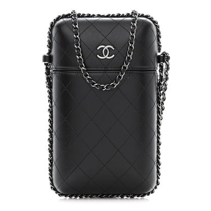 Chanel Lambskin Quilted Chain Around Phone Holder Black 1 of 11