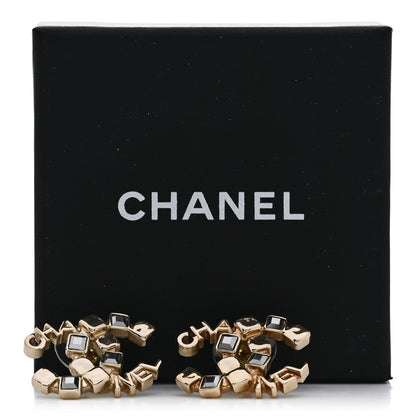 Chanel Baguette Crystal Logo CC Earrings Gold 5 of 5