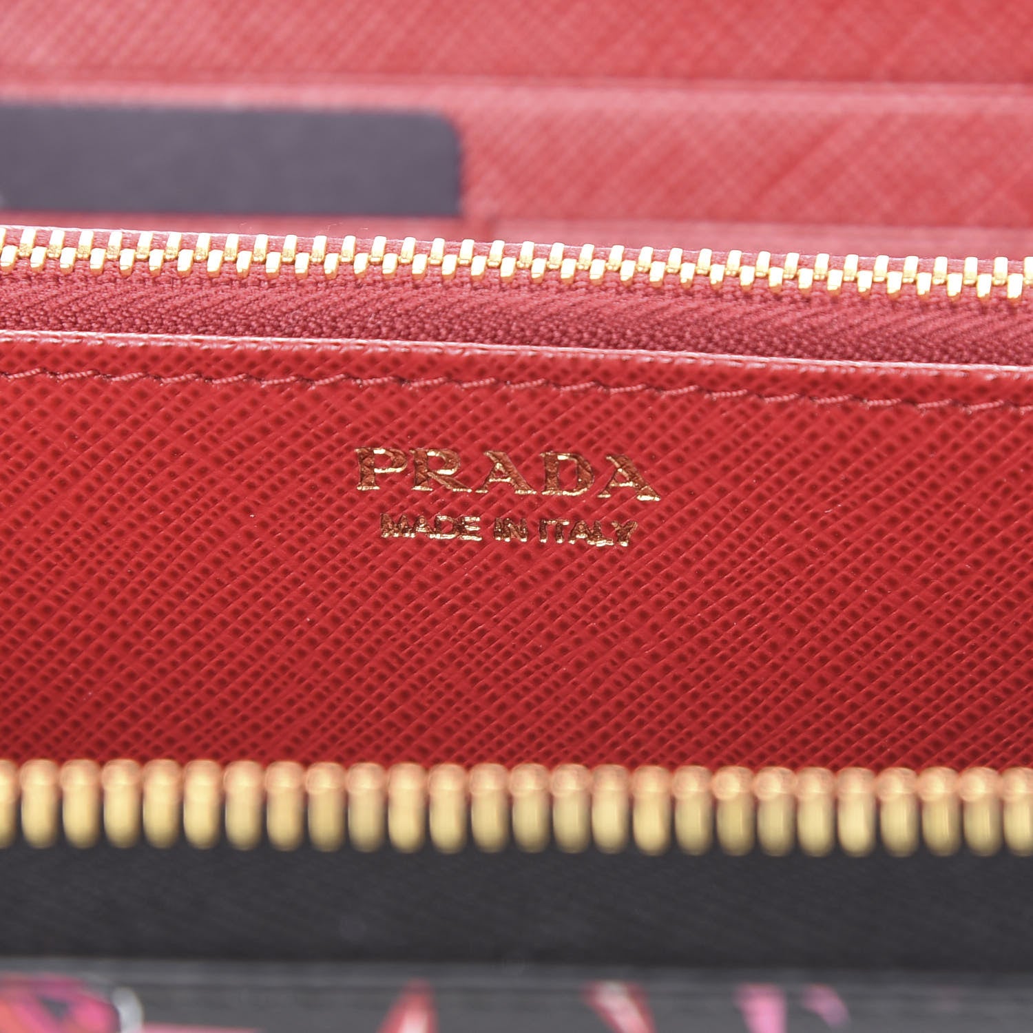Prada X UNIVERSAL STUDIOS Saffiano Frankenstein Rose Zip Around Wallet Lacca 5 of 6