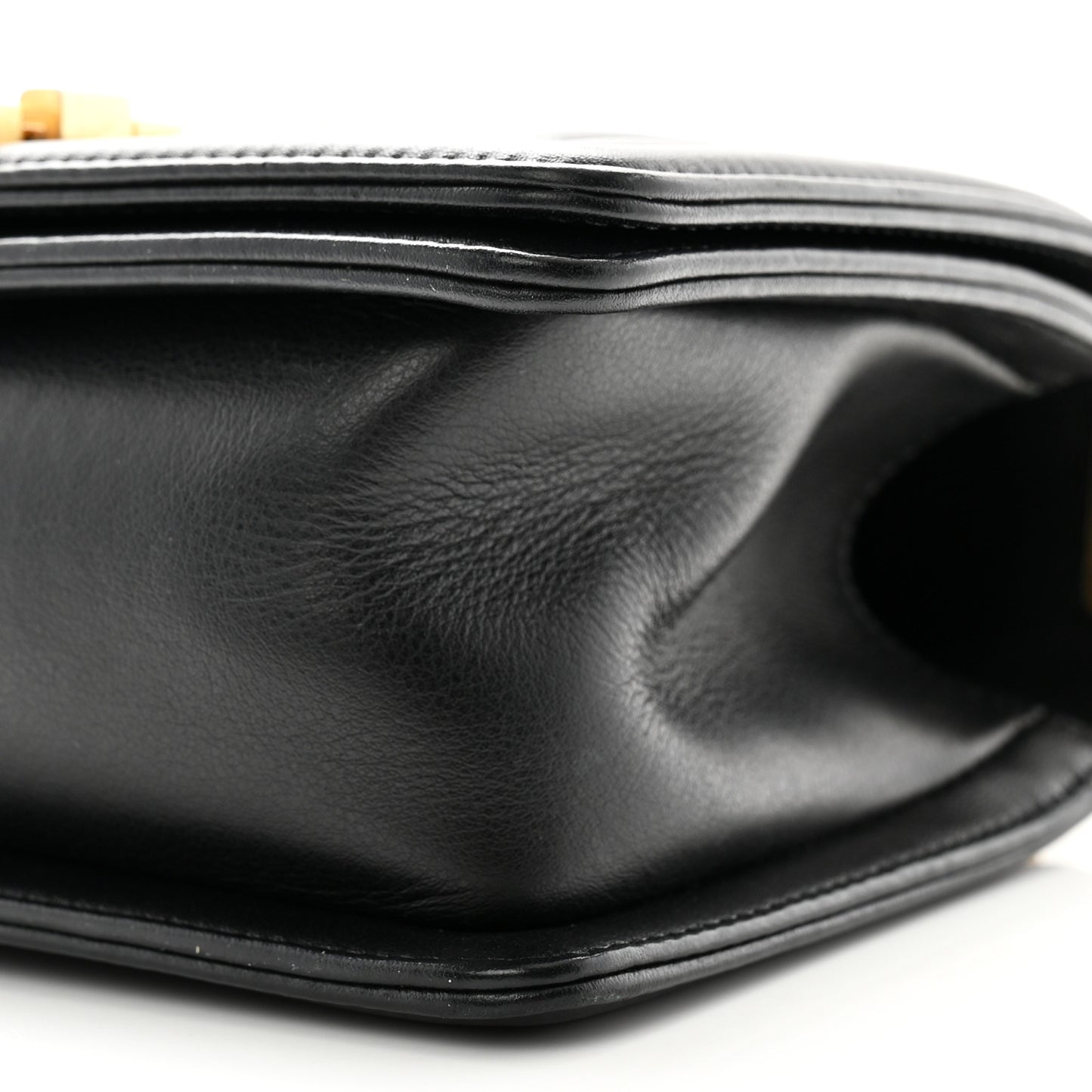Calfskin Quilted Small Boy Flap Black