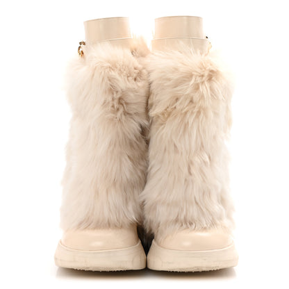 Givenchy Calfskin Alpaca Fur Shark Lock Biker Ankle Boots 41 Ivory 3 of 9