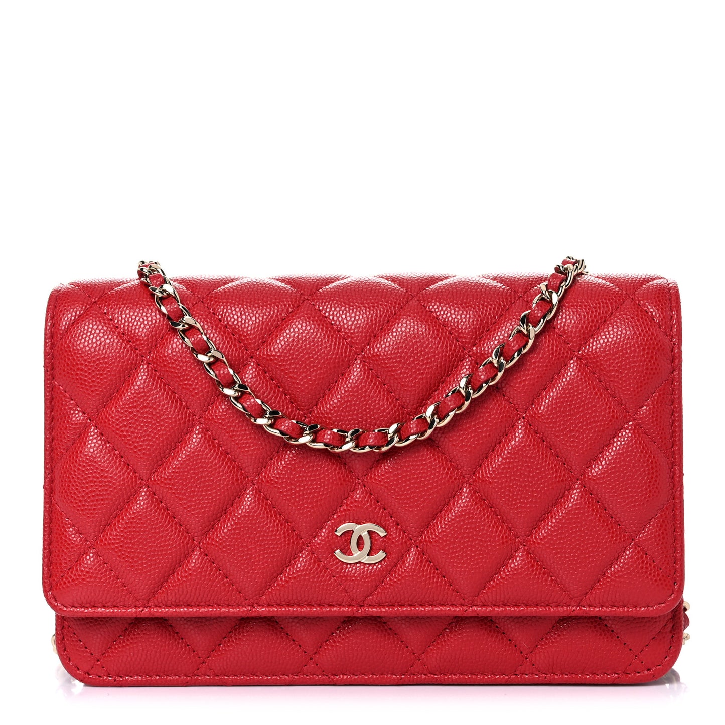 Caviar Quilted Wallet On Chain WOC Red