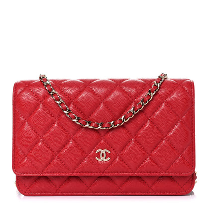 Chanel Caviar Quilted Wallet On Chain WOC Red 1 of 11